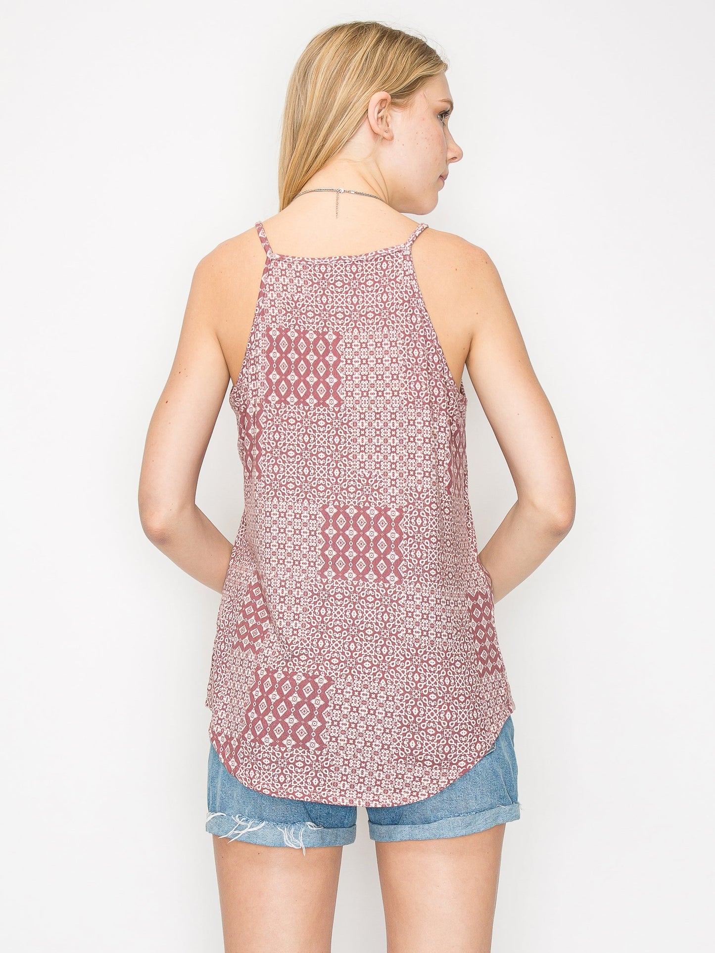 Women's Tank Casual Halter Spaghetti Strap Flowy Printed Vest Shirts Sleeveless Summer Tee Blouses