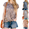 Leopard Printed Vintage Boho Short Sleeve, Womens Cheetah Shirt, Womens Leopard Shirt, Mom Gift, Women's Summer Tees, Soft Knot Top