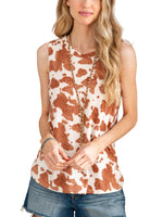 MINT PLUS PINK_Women's Summer Loose Tank Sleeveless Animal Print Pattern Crew Neck Tunic Blouse Camisole Top