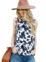 MINT PLUS PINK_Women's Summer Loose Tank Sleeveless Animal Print Pattern Crew Neck Tunic Blouse Camisole Top
