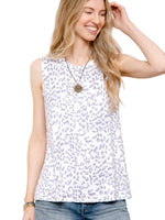 MINT PLUS PINK_Women's Summer Loose Tank Sleeveless Animal Print Pattern Crew Neck Tunic Blouse Camisole Top