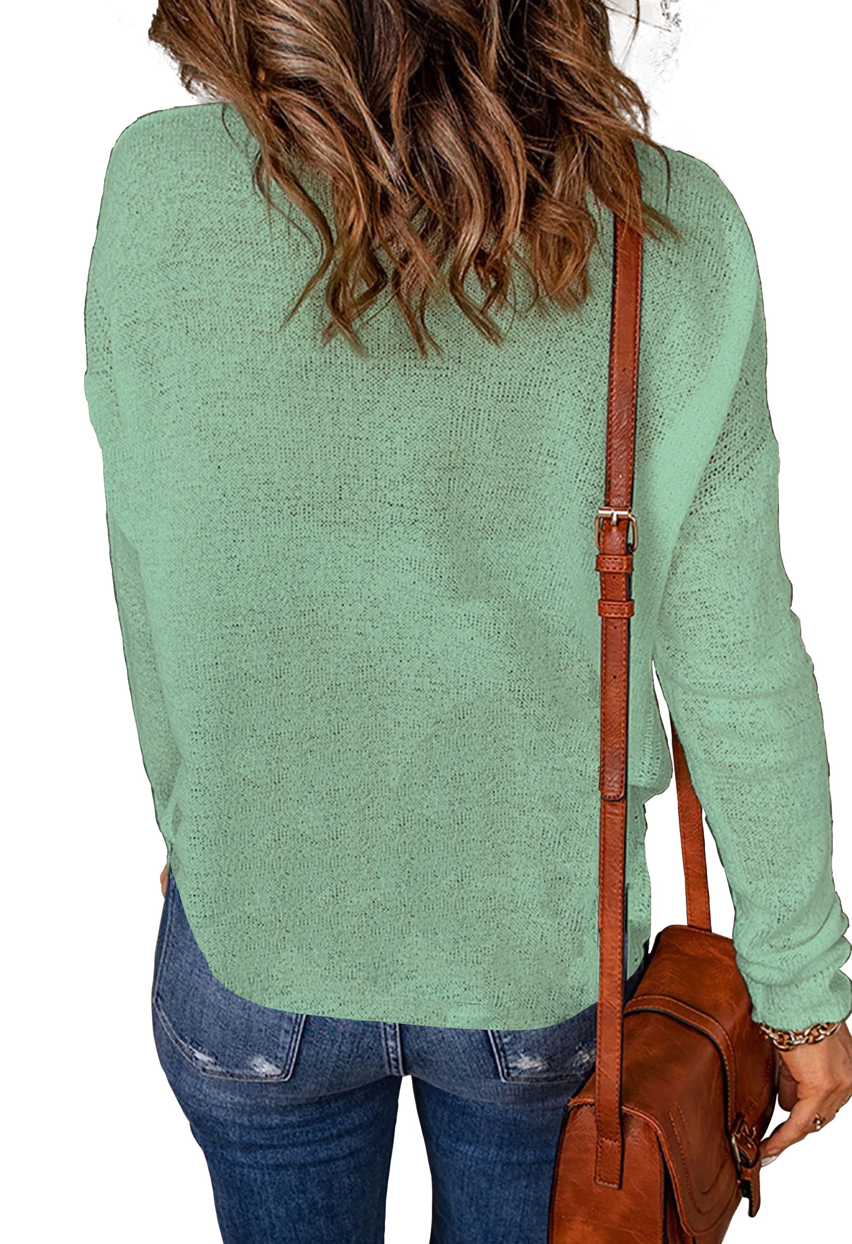 Womens Drop Shoulder Pullover Sweater Tops