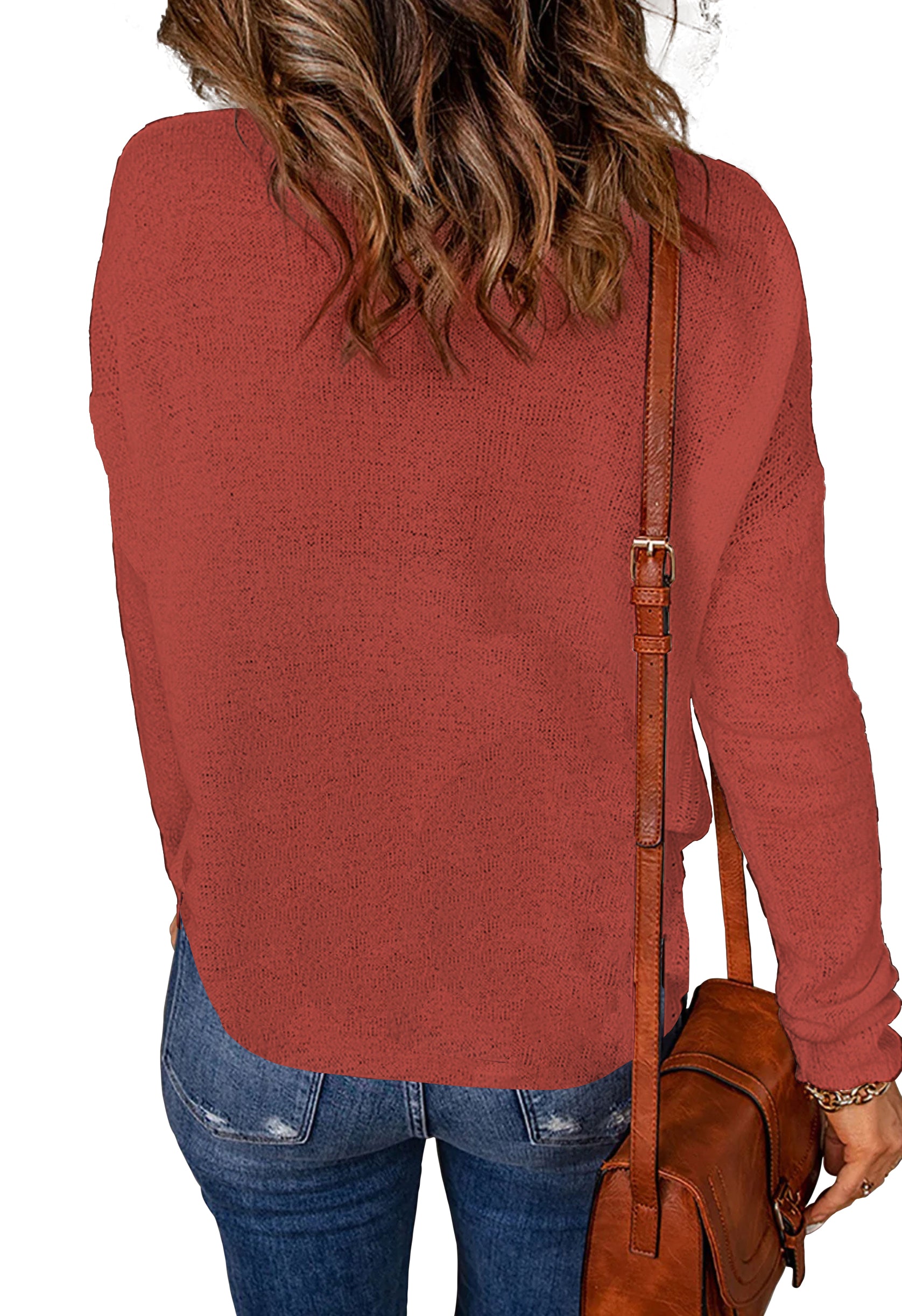 Womens Drop Shoulder Pullover Sweater Tops