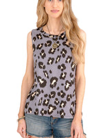 MINT PLUS PINK_Women's Summer Loose Tank Sleeveless Animal Print Pattern Crew Neck Tunic Blouse Camisole Top