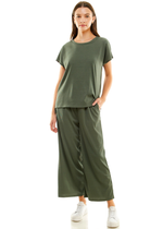 5 COLORS / 2pc Set Loungewear Green, Grey, Peach, Black, Lilac Short Sleeve Casual Wear Top Bottom Pajama Set