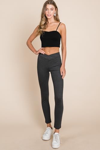 MINT PLUS PINK Womens Yoga Gym Dress Pants - Stretch Workout Crossover V Back Leggings for Women Crossover High Waisted Pants