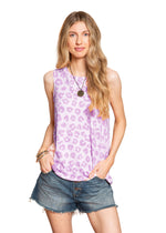 MINT PLUS PINK_Women's Summer Loose Tank Sleeveless Animal Print Pattern Crew Neck Tunic Blouse Camisole Top