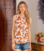 MINT PLUS PINK Women's Summer Loose Tank Sleeveless Animal Print Pattern Crew Neck Tunic Blouse Camisole Top