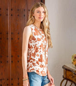 MINT PLUS PINK Women's Summer Loose Tank Sleeveless Animal Print Pattern Crew Neck Tunic Blouse Camisole Top