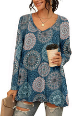 Womens Casual Flattering Long Sleeve Dressy Casual Comfy Blouse Loose Fit Flowy Tunic Tops