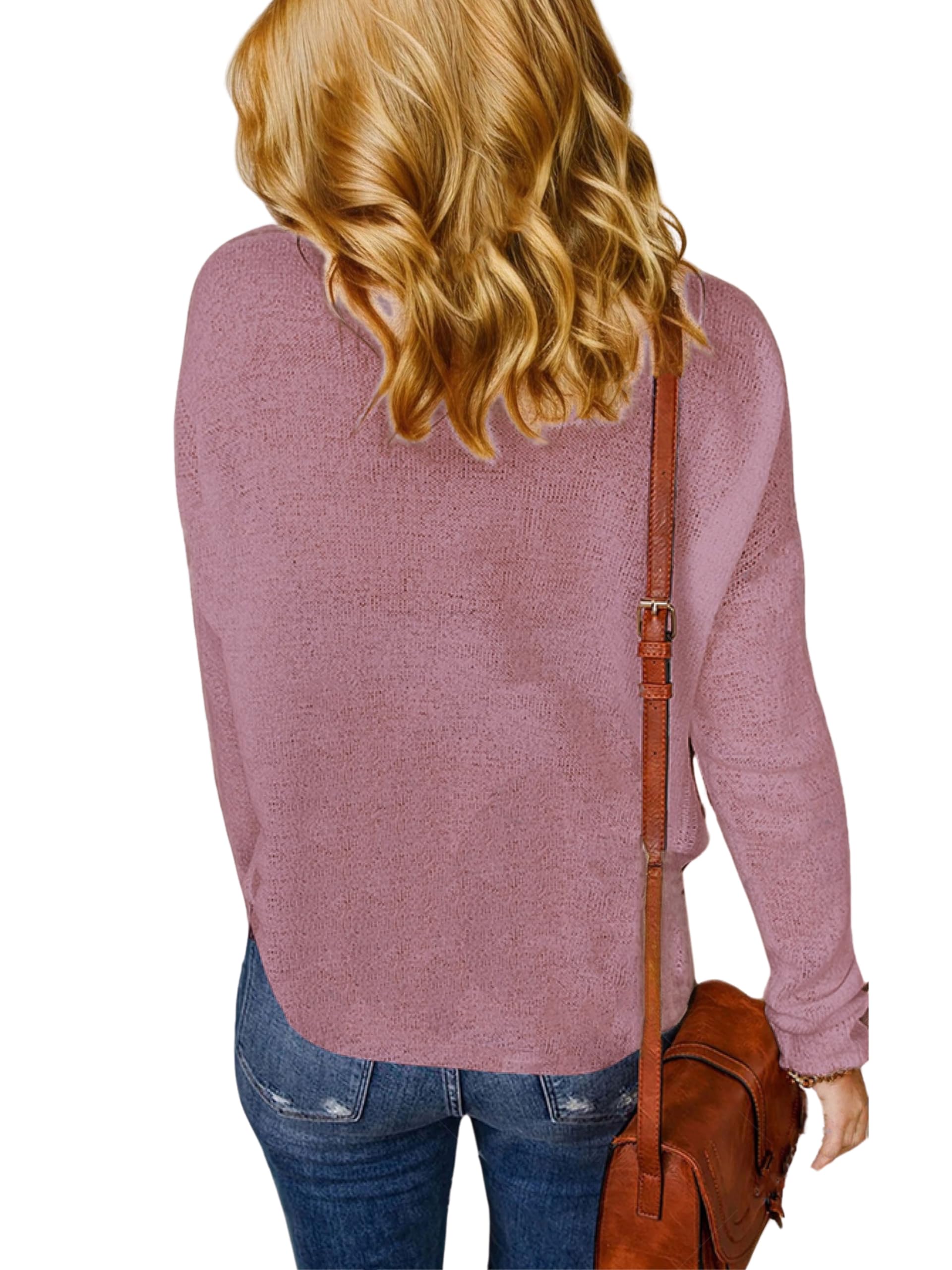 Womens Drop Shoulder Pullover Sweater Tops