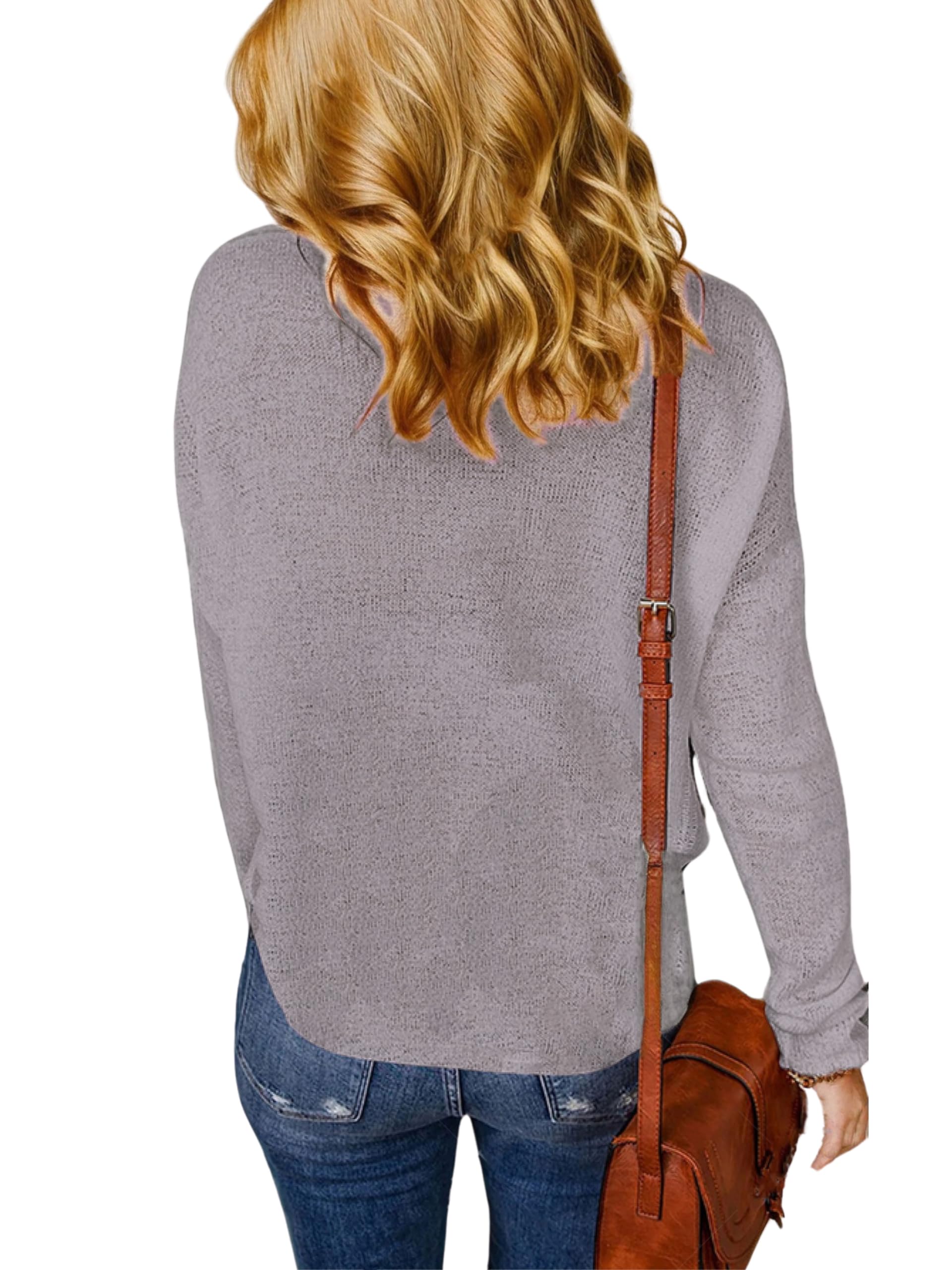 Womens Drop Shoulder Pullover Sweater Tops