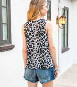 MINT PLUS PINK Women's Summer Loose Tank Sleeveless Animal Print Pattern Crew Neck Tunic Blouse Camisole Top