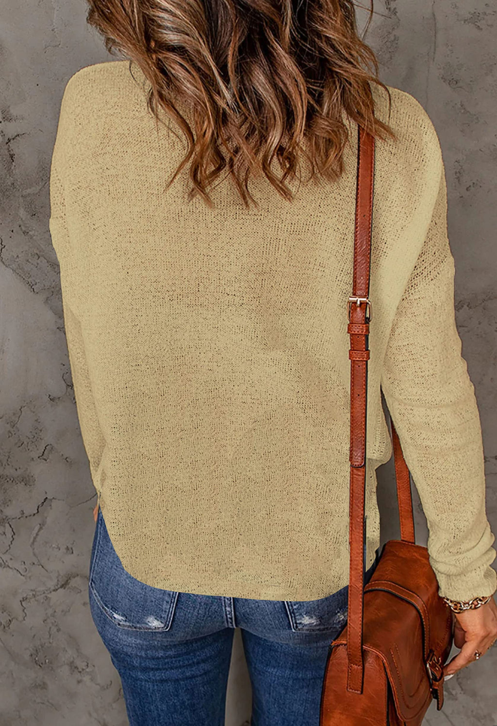 Womens Drop Shoulder Pullover Sweater Tops