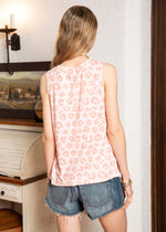 MINT PLUS PINK Women's Summer Loose Tank Sleeveless Animal Print Pattern Crew Neck Tunic Blouse Camisole Top