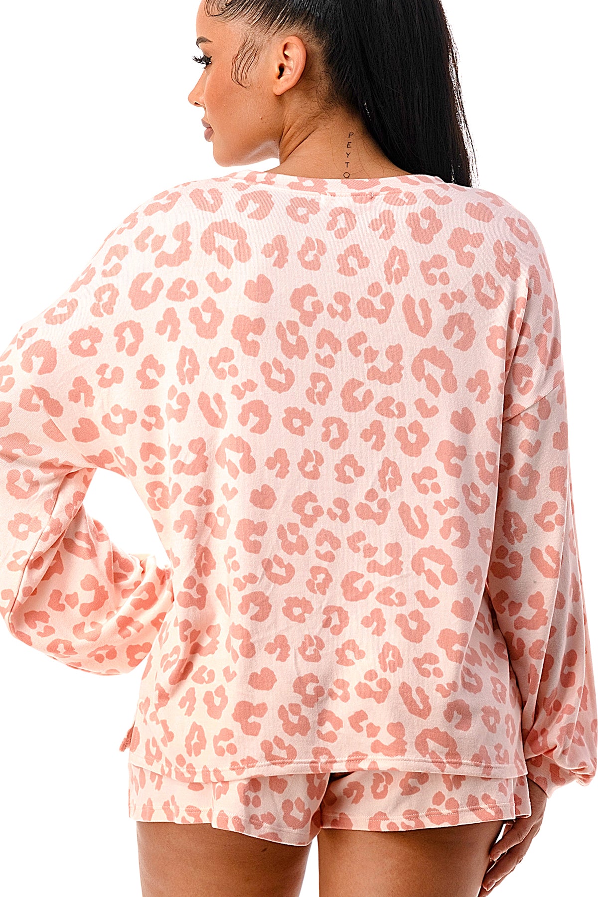 MINT PLUS PINK Women's Two Piece Pajama Heart Print Pjs Shirt and Elastic Shorts Loungewear Set with Pocket