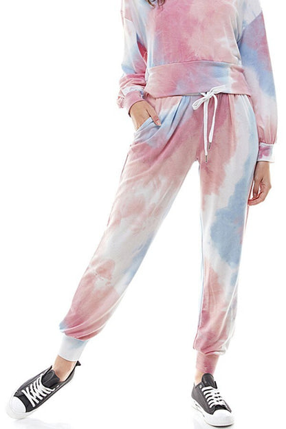 Womens Colorful Tie Dye Pajamas, Matching Mothers Day Shirts, Gift for Mom from Daughter, Long Sleeve Tie dye Shirt, Jogger Sweatpants Set