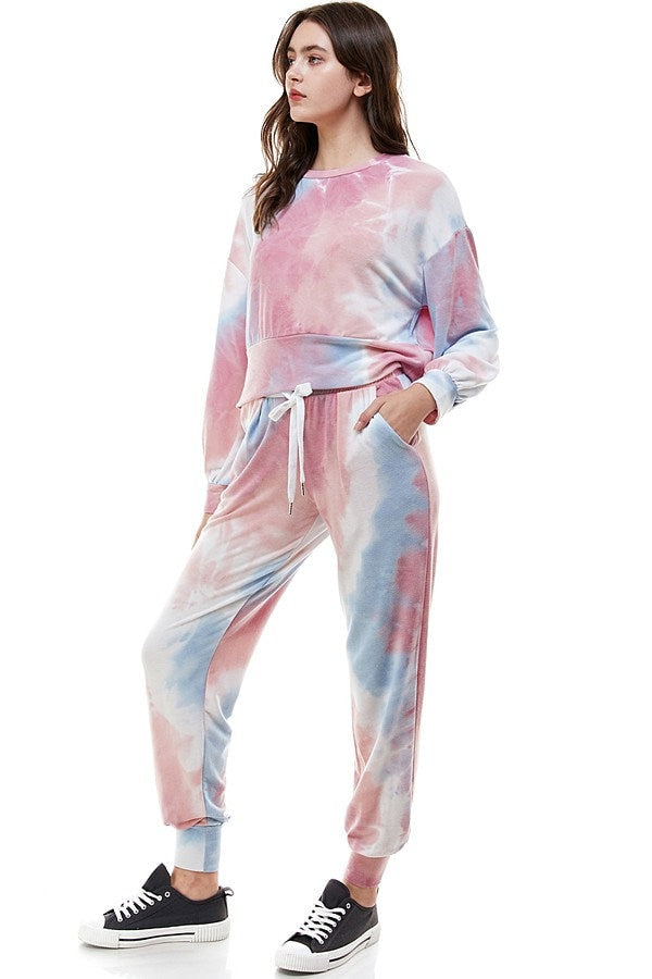 Womens Colorful Tie Dye Pajamas, Matching Mothers Day Shirts, Gift for Mom from Daughter, Long Sleeve Tie dye Shirt, Jogger Sweatpants Set
