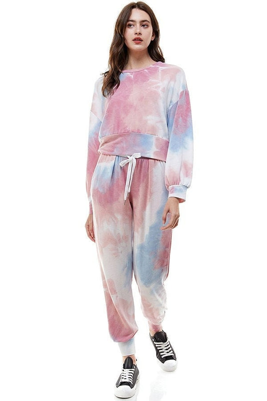 Womens Colorful Tie Dye Pajamas, Matching Mothers Day Shirts, Gift for Mom from Daughter, Long Sleeve Tie dye Shirt, Jogger Sweatpants Set