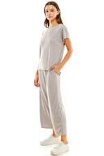 5 COLORS / 2pc Set Loungewear Green, Grey, Peach, Black, Lilac Short Sleeve Casual Wear Top Bottom Pajama Set