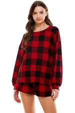 Red and Black Casual Pajamas, Comfort Fit Set,Relaxed Checkered Set,Leisure Plaid Pj,bridesmaid pajama set,Spring Warmth pj set,Loungewear