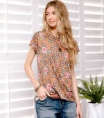 Women's Casual Summer Leopard Twist Knot Top Short Sleeve Tee