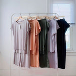 5 COLORS / 2pc Set Loungewear Green, Grey, Peach, Black, Lilac Short Sleeve Casual Wear Top Bottom Pajama Set