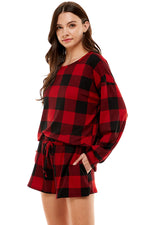 Red and Black Casual Pajamas, Comfort Fit Set,Relaxed Checkered Set,Leisure Plaid Pj,bridesmaid pajama set,Spring Warmth pj set,Loungewear