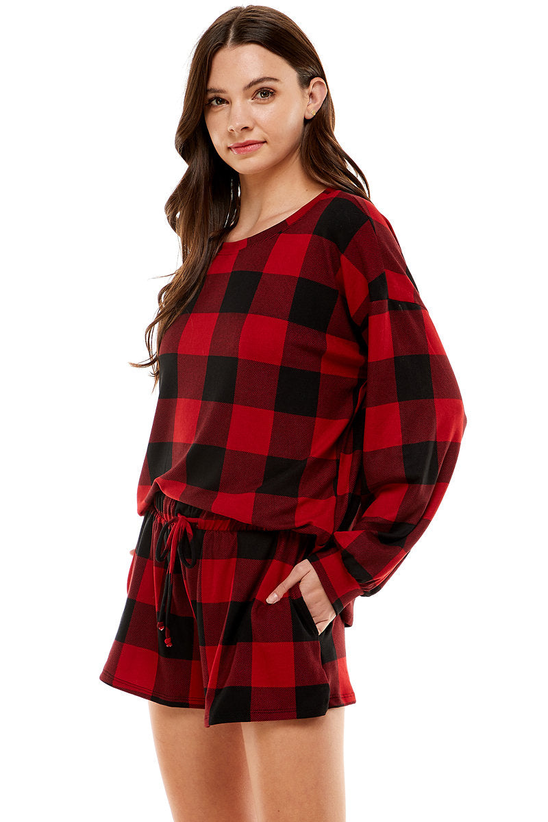 Red and Black Casual Pajamas, Comfort Fit Set,Relaxed Checkered Set,Leisure Plaid Pj,bridesmaid pajama set,Spring Warmth pj set,Loungewear