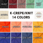 K-crepe/Knit Solid Color Textured Poly. 60" width. Fabric By The Yard.
