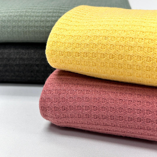 WAFFLE-P/D fabric. Solid Color Pattern Textured Fabric.| sweater fabric | polyester | knit fabric | fabric by the yard