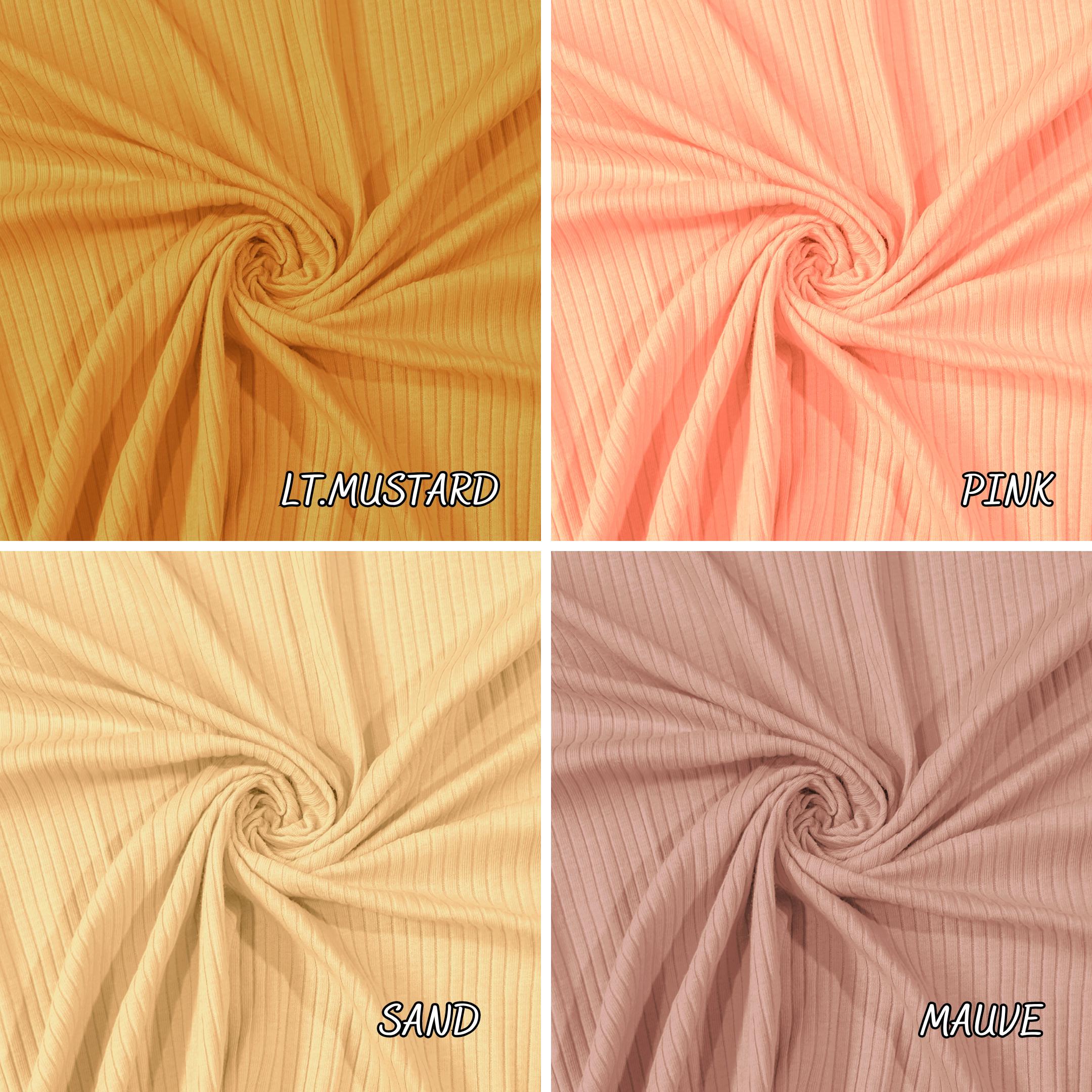 Cotton Rib 5x2 Solid Color. 60" width. Fabric By The Yard. for T-Shirts - Clothing Trim, Cuffs, Collars