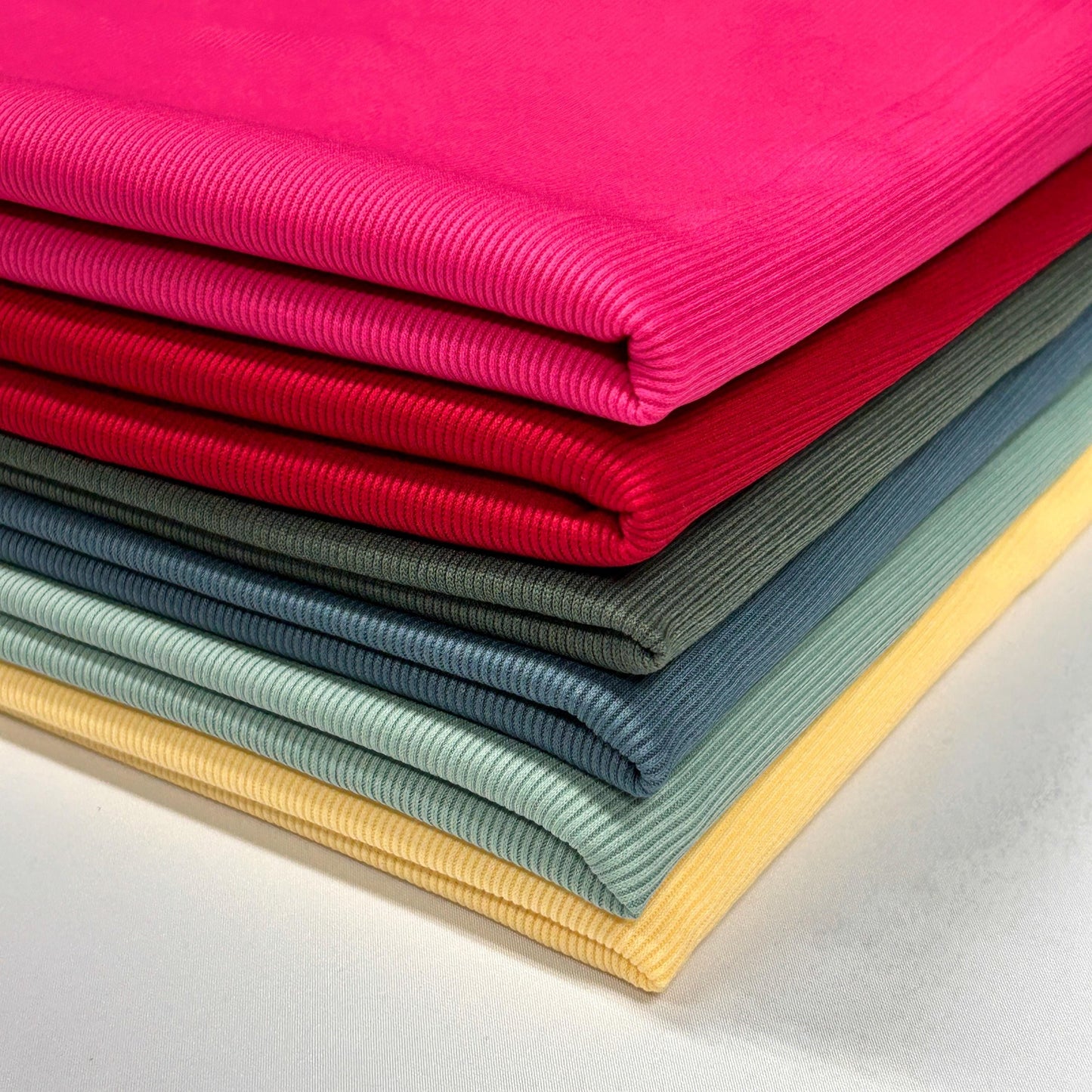 Rib knit fabric 2x1 . 60 inch width Baby Rib. Athena PD. 17 multicolor.  dress, top, stripe rib stretch.