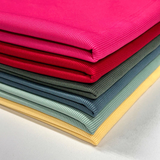 Rib knit fabric 2x1 . 60 inch width Baby Rib. Athena PD. 17 multicolor.  dress, top, stripe rib stretch.
