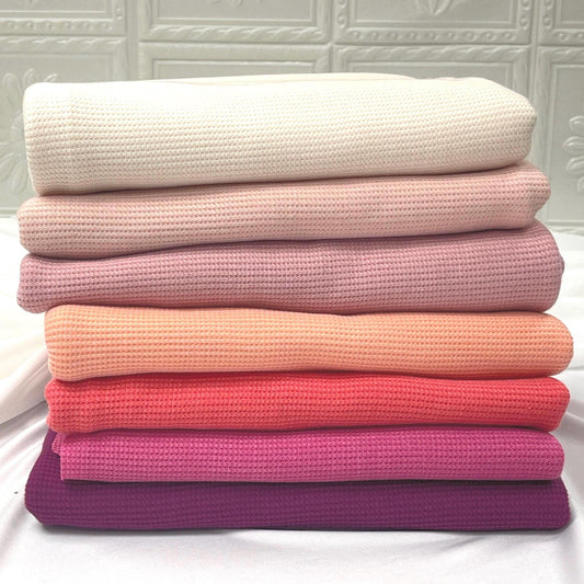 Waffle Knit fabric. Thermo-pd fabric. Soft  Brushed Stripe Elastane Viscose Polyester. sweatshirts, tops , children's wear. red fabric