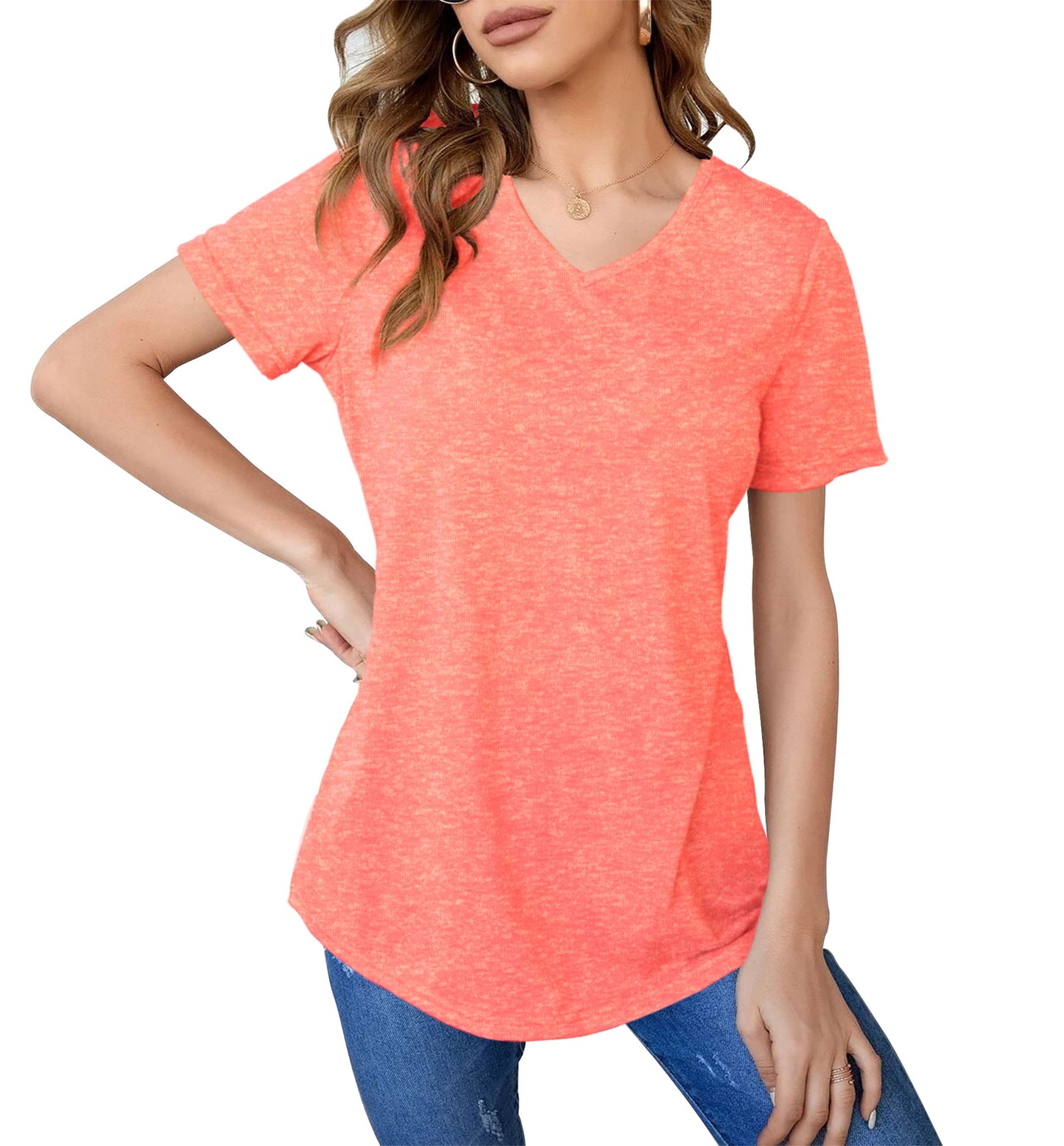 Womens Short Sleeve V Neck Tops