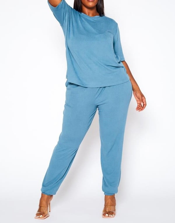 Mint Plus Pink - Comfortable Round Neck Half Sleeve Jogger Pants Set